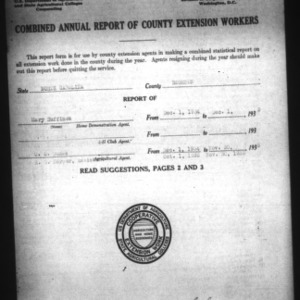 Combined Annual Report of County Extension Workers, Robeson County, NC