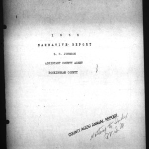 County Extension Agent Annual Narrative Report, Rockingham County, NC, 1935