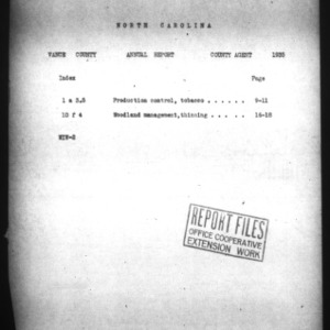 County Extension Agent Annual Narrative Report, Vance County, NC, 1935