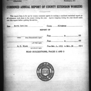Annual Report of County Extension Workers, Alleghany County, NC