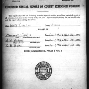 Annual Report of County Extension Workers, Avery County, NC