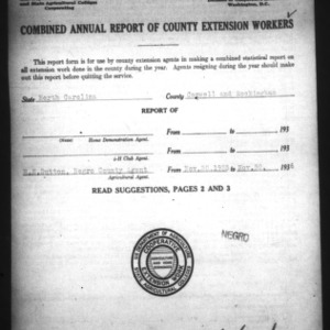 Annual Report of County Extension Workers, African American, Caswell & Rockingham Counties, NC