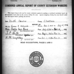 Annual Report of County Extension Workers, Chatham County, NC