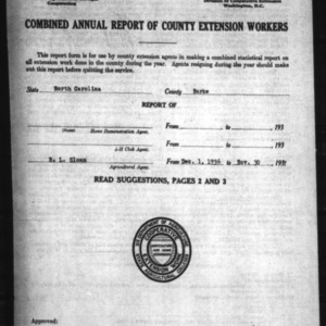Combined Annual Report of County Extension Workers, Burke County, NC