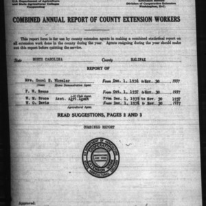 Annual Report of County Extension Workers, Halifax County, NC