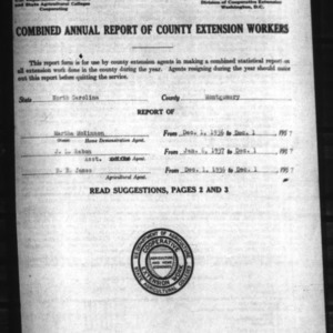Annual Report of County Extension Workers, Montgomery County, NC