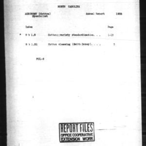 Report of Extension Work in One Variety Cotton Community Organization in North Carolina, 1938
