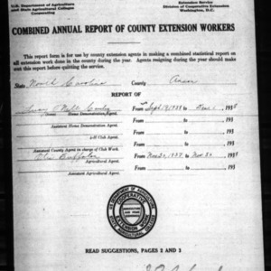Annual Report of County Extension Workers, African American, Anson County, NC