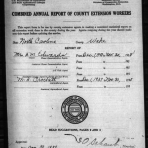 Combined Annual Report of County Extension Workers, African American, Wake County, NC