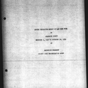 Annual Narrative Report of 4-H Club Work, Alamance County, NC, 1939