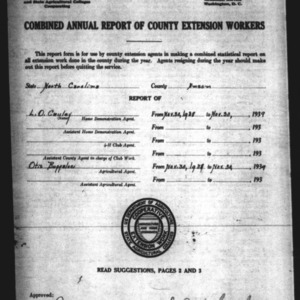 Combined Annual Report of County Extension Workers, African American, Anson County, NC