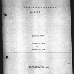 Annual Narrative Report of 4-H Club Work, Brunswick County, NC, 1939