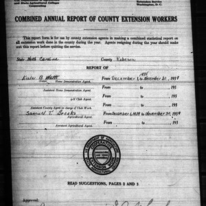 Combined Annual Report of County Extension Workers, African American, Robeson County, NC