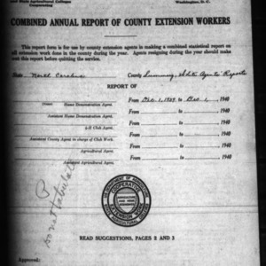 Combined Annual Report of County Extension Workers, Summary White Agents' Reports, North Carolina