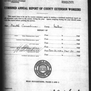 Combined Annual Report of County Extension Workers, African American, Gates County, NC