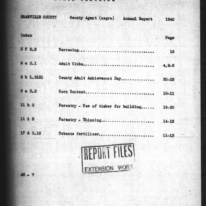 County Extension Agent Annual Narrative Report, African Americans, Granville County, NC, 1940