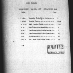 Annual Narrative Report of Home Demosntration Agent of Lincoln County, NC