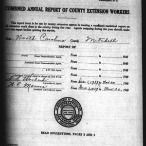 Annual Report of County Extension Workers, Mitchell County, NC