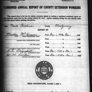 Annual Report of County Extension Workers, Montgomery County, NC