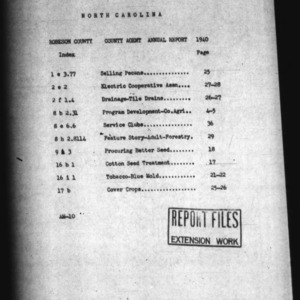 County Extension Agent Annual Narrative Report, Robeson County, NC, 1940