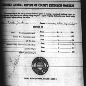 Combined Annual Report of County Extension Workers, Summary of White Agents' Reports