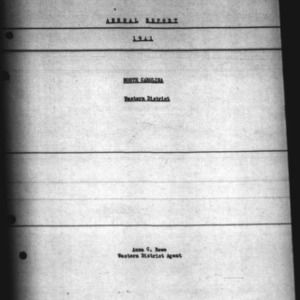 Annual Narrative Report of Extension Work in the Western District, NC, 1941