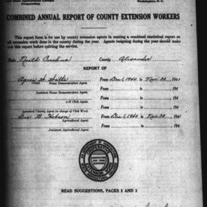 Combined Annual Report fo County Extension Workers, Alexander County, NC