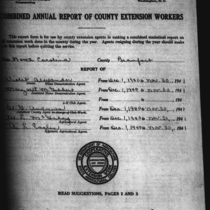Combined Annual Report of County Extension Workers, Beaufort County, NC
