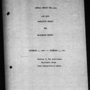 Annual Narrative Report of 4-H Club, Edgecombe County, NC, 1941