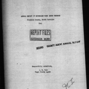 County Extension Agent Annual Narrative Report, African American, Franklin County, NC, 1941