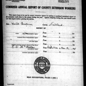 Combined Annual Report of County Extension Workers, Scotland County, NC