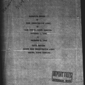 Annual Narrative Report of Home Demonstration Work, Dare County, NC, 1943