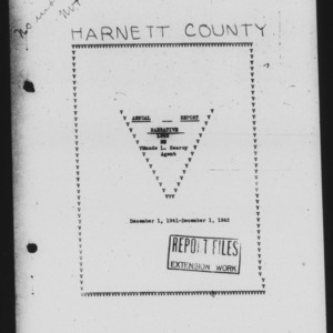 County Home Demonstration Agent Annual Narrative Report for Harnett County, NC