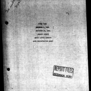 Annual Narrative Report of Home Demonstration Work of Wilkes County, NC