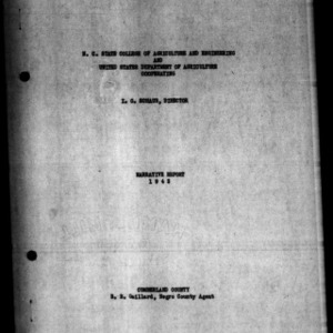 Annual Narrative Report of African American County Agent, Cumberland County, NC