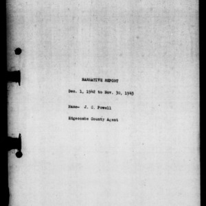 Annual Narrative Report of Extension Work, Edgecombe County, NC, 1943