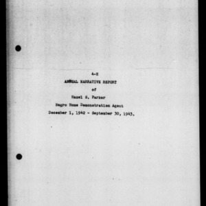 Annual Narrative Report of 4-H Work, African American, Edgecombe County, NC, 1943