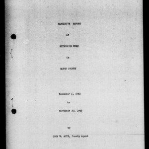 Annual Narrative Report of Extension Work, Gates County, NC, 1943