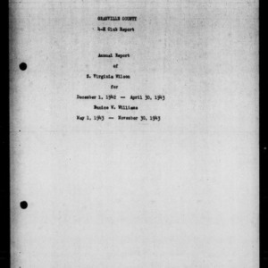 Annual Narrative Report of 4-H Club Work, Granville County, NC, 1943