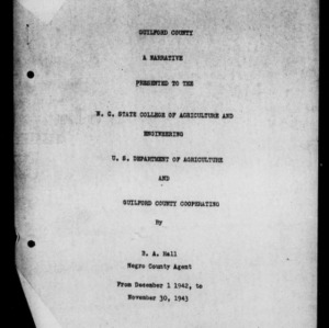 Annual Narrative Report of Extension Work, African American, Guilford County, NC, 1943