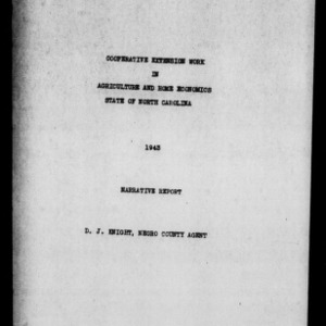 Annual Narrative Report of Cooperative Extension Work in Agriculture and Home Economics, African American, 1943