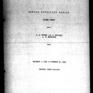 Annual Narrative Report of County Agent, Stokes County, NC
