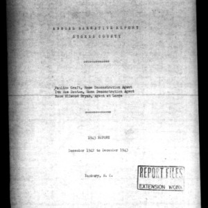 Annual Narrative Report of County Agent, Stokes County, NC