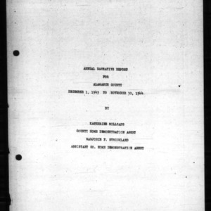 Annual Narrative Report of Home Demonstration Work, Alamance County, NC, 1944