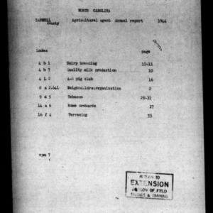 Annual Narrative Report of County Agricultural Extension Agent, Caswell County, NC, 1944