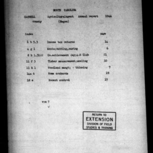 Annual Narrative Report of County Agricultural Extension Agent, African American, Caswell County, NC, 1944