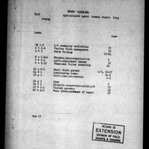 Annual Narrative Report of County Agricultural Extension Agent, Clay County, NC, 1944
