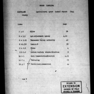 Annual Narrative Report of County Agricultural Extension Agent, Cleveland County, NC, 1944