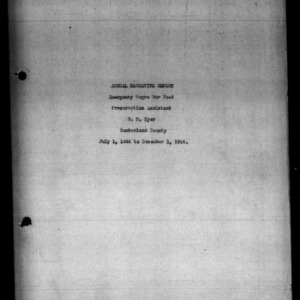 Narrative Report on Emergency War Food Preservation Work, African American, Cumberland County, NC