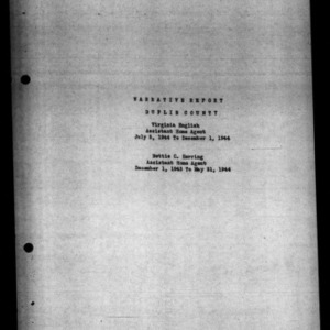 Annual Narrative Report of Home Agents, Duplin County, NC, 1944